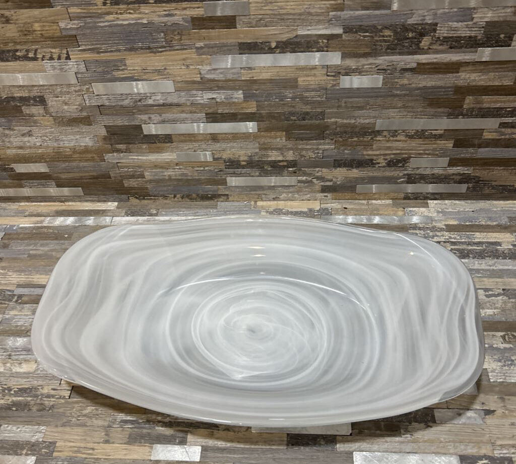 Pier 1 Frosted Glass Centerpiece Bowl ACCESSORIES 18w10d2.5h