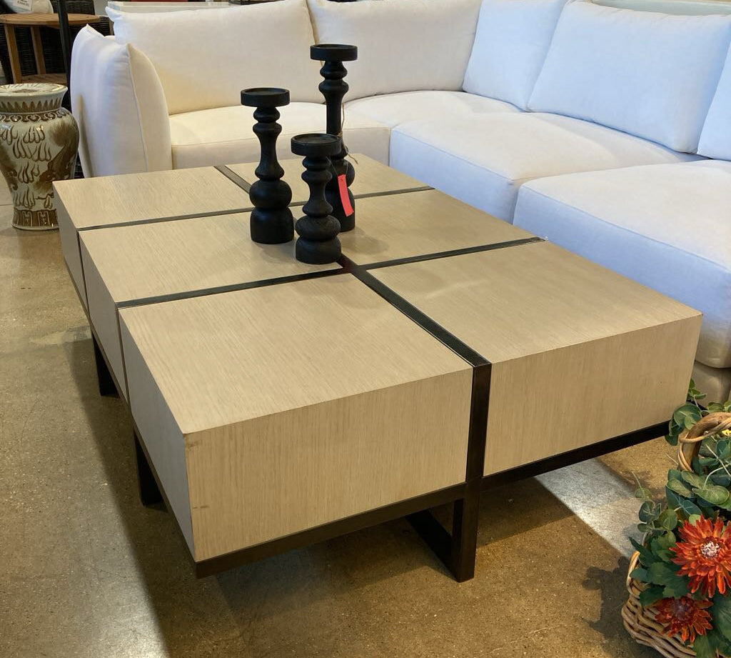 Contemporary Rectangular Wood & Metal COFFEE/COCKTAIL TABLE 53.5w35d16h