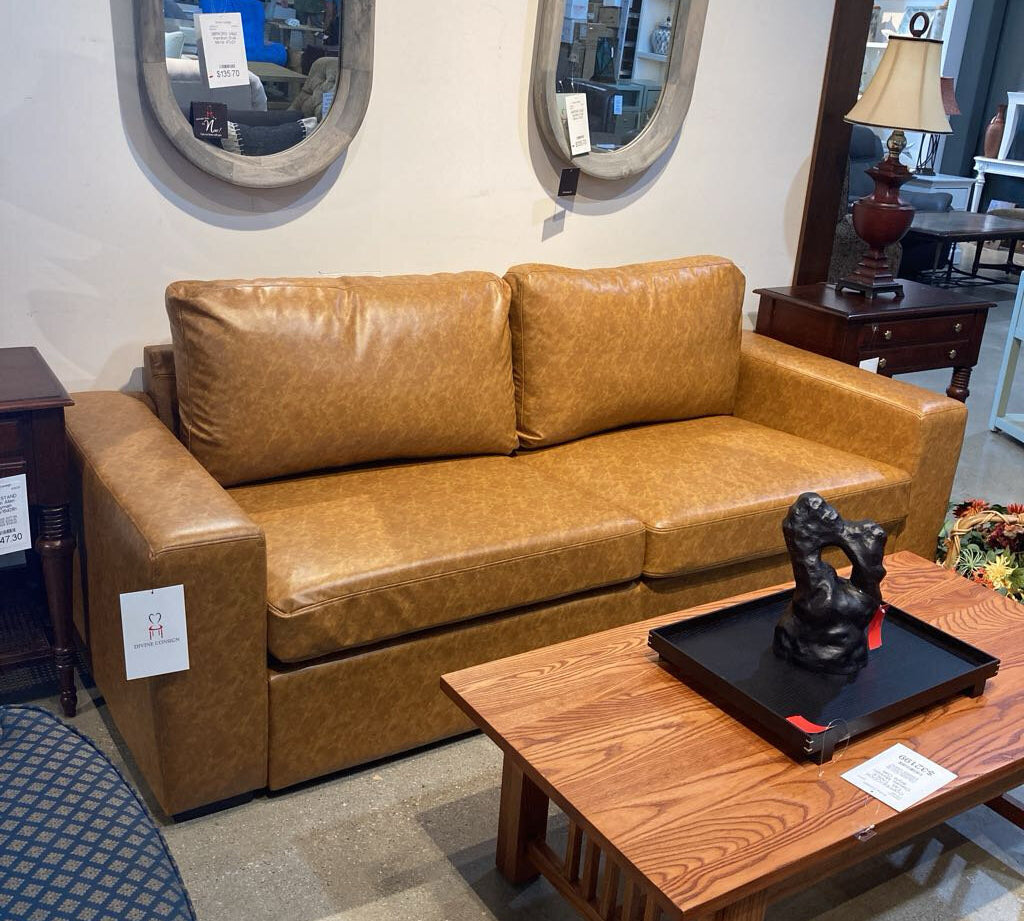 Faux Leather Track Arm SOFA 84w35d26h