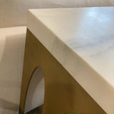 Custom Architectural Marble Top & Brass Base CONSOLE TABLE 64w14d30h