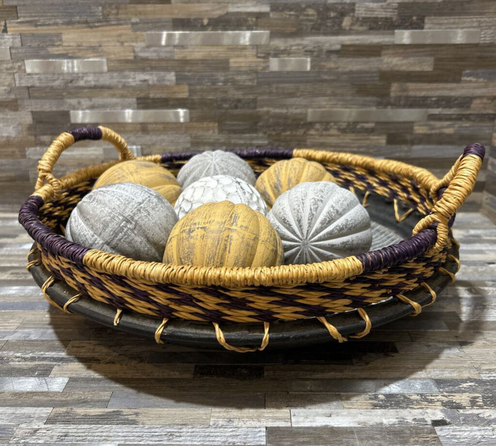 Woven Wicker & Metal Decorative Bowl ACCESSORIES 14d5h