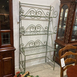 Scrollwork Tiered Metal & Glass Baker's Rack FURNITURE Green 38w18d73h