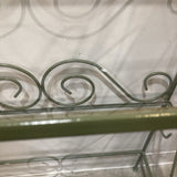 Scrollwork Tiered Metal & Glass Baker's Rack FURNITURE Green 38w18d73h