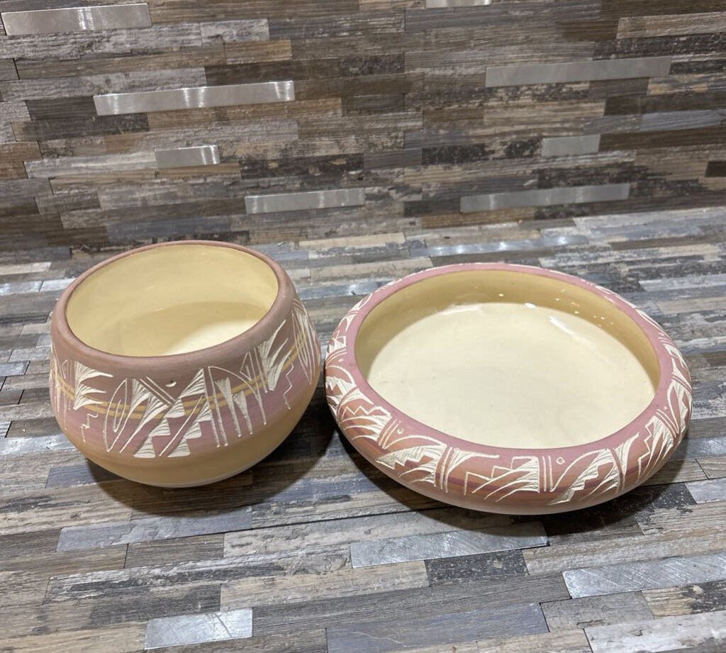 2pc Set Navajo Native American Bowls ACCESSORIES 8d4.5h