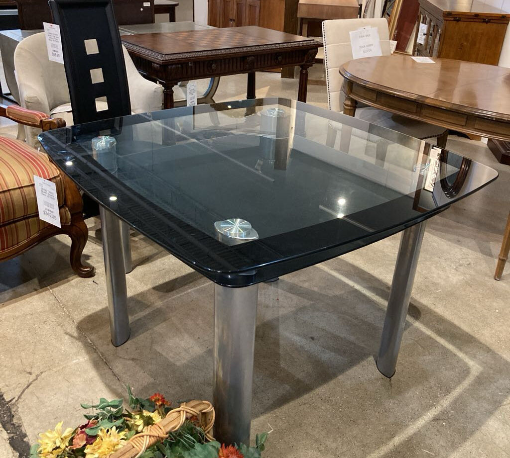 Modern Square Glass DINING TABLE 42.5d30h