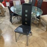 Modern High Back Hollow Pattern DINING CHAIRS Black 16w16d42h