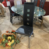 Modern High Back Hollow Pattern DINING CHAIRS Black 16w16d42h