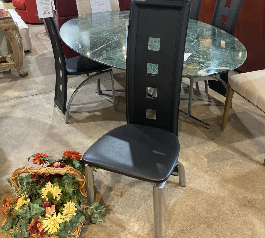 Modern High Back Hollow Pattern DINING CHAIRS Black 16w16d42h