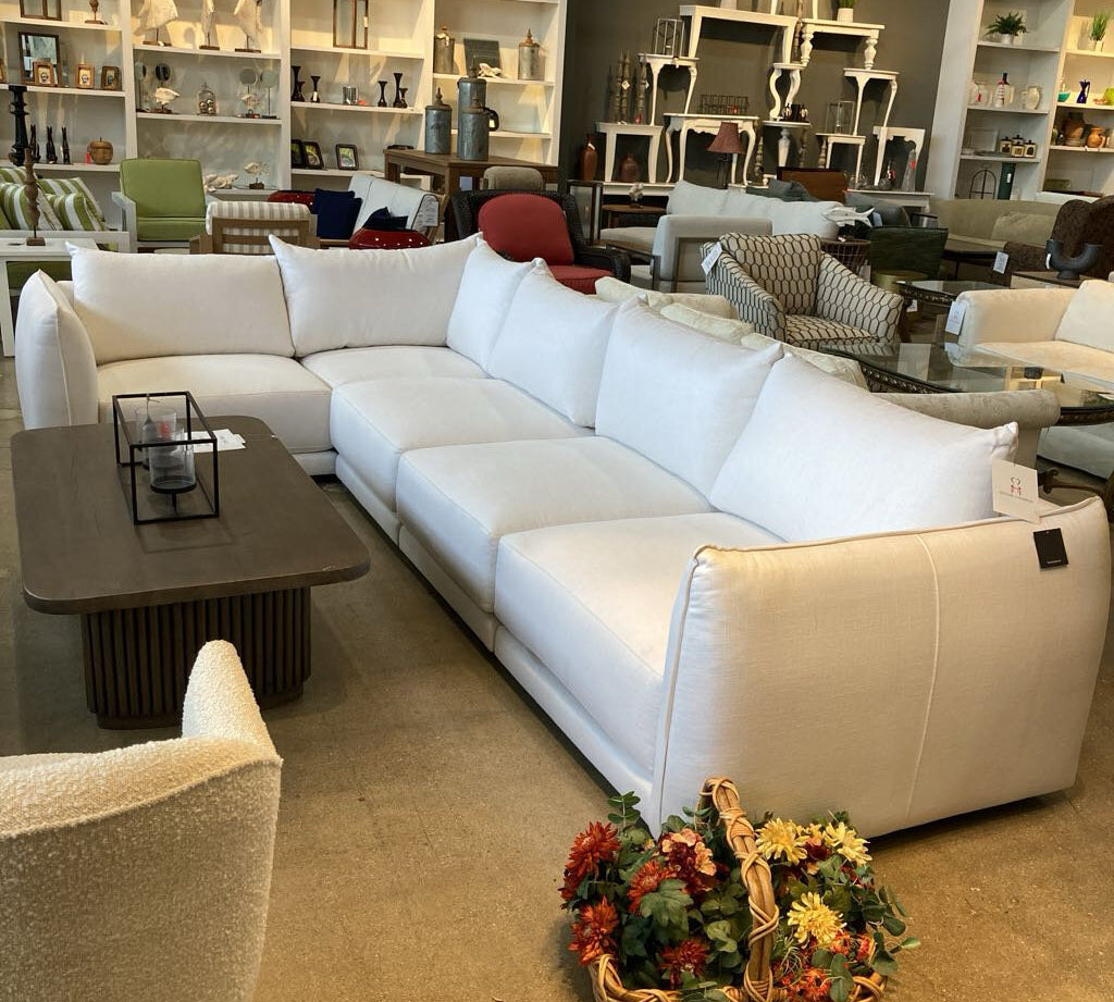 The Jones L-Shape SECTIONAL Performance Linen Weave Pure White 148w80d30h