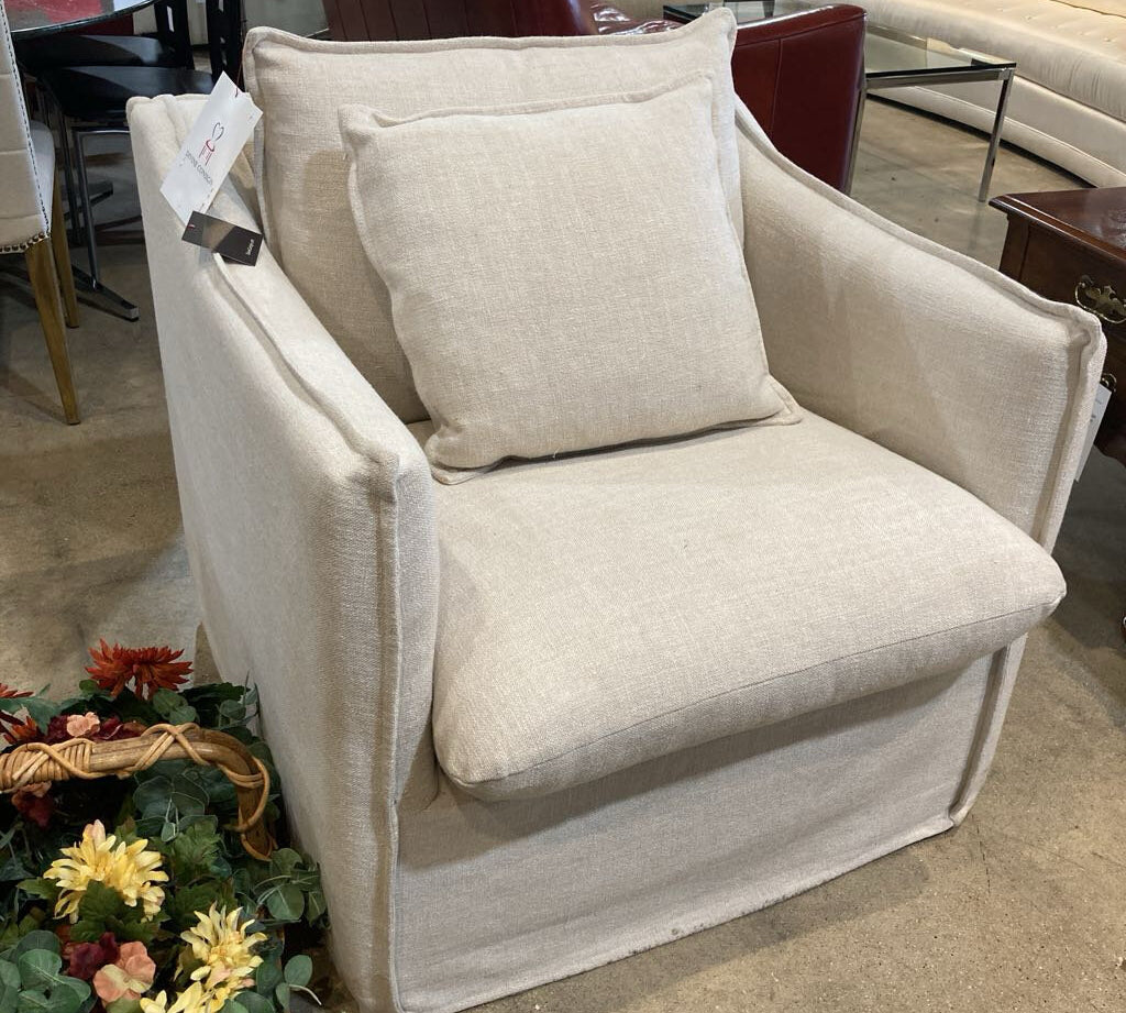 The Dune Swivel Chair LOUNGE CHAIRS Performance Linen Velvet 32w32d34h