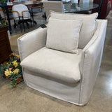 The Dune Swivel Chair LOUNGE CHAIRS Performance Linen Velvet 32w32d34h