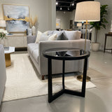 Modern Minimalist Glass Top END/SIDE TABLE 24d21.5h