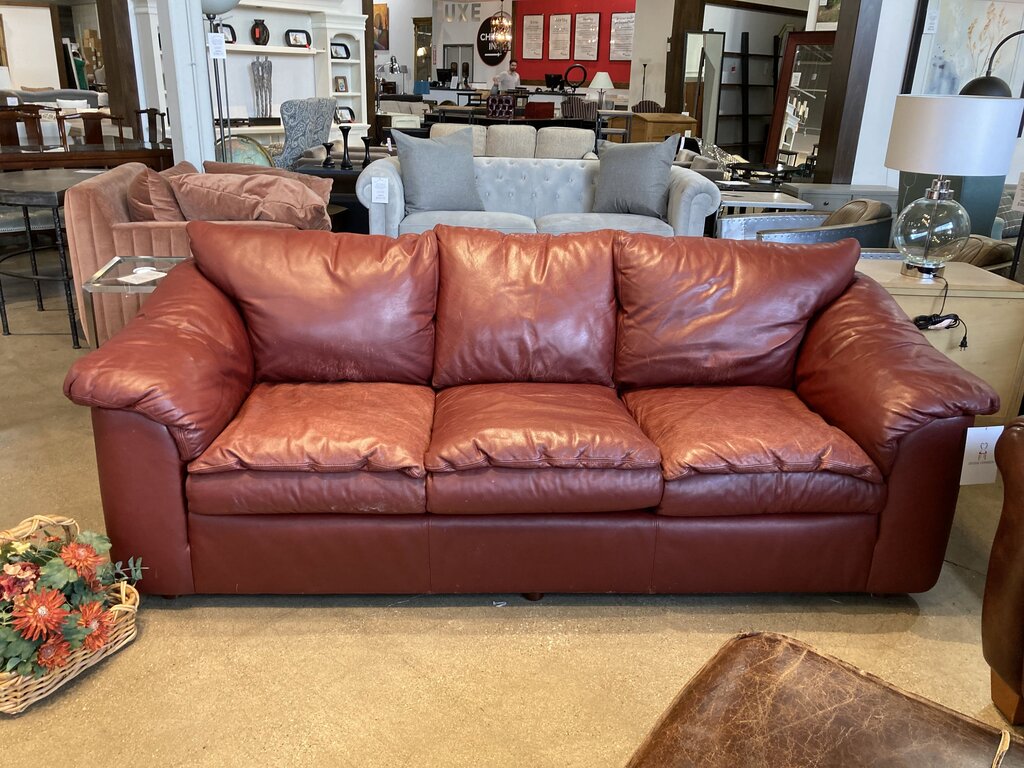 Leathercraft Pillow Top Leather 3-Seat SOFA Red 90w35d36h