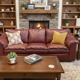 Leathercraft Pillow Top Leather 3-Seat SOFA Red 90w35d36h