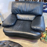 Postmodern Leather Swivel Armchair CHAIR Purple/Black 45w40d30h