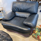 Postmodern Leather Swivel Armchair CHAIR Purple/Black 45w40d30h