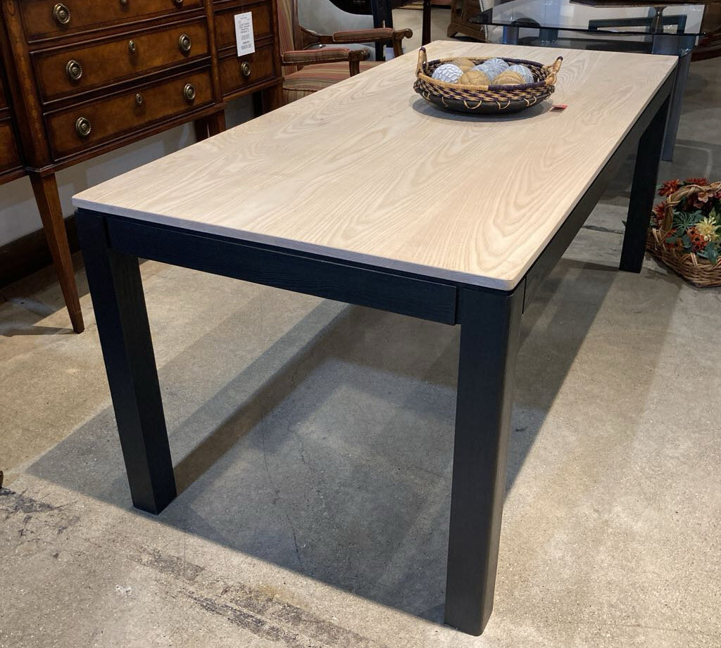 Rectangular Unfinished Top DINING TABLE Natural/Black 74w34d30h