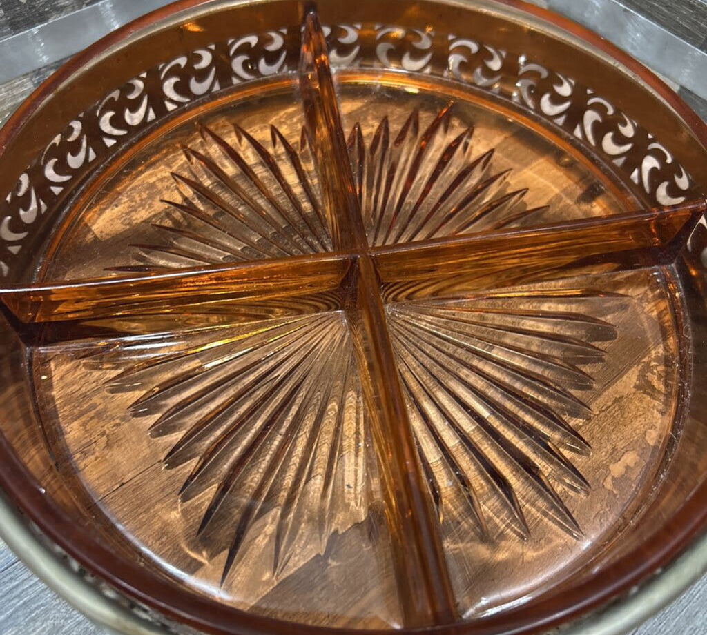 Depression Glass Divided Dish ACCESSORIES 8d5.5h