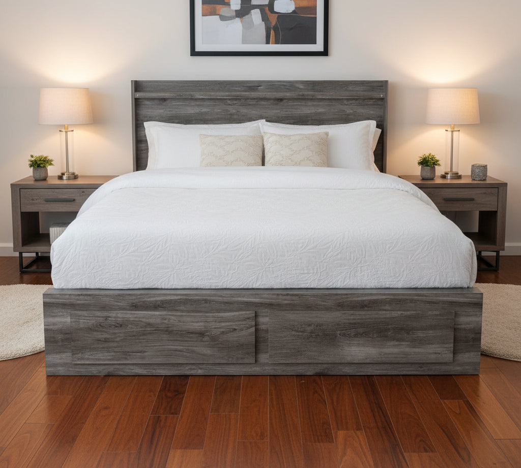 Baystorm King Panel Bed w/ 6 Drawers BEDS 80w86.5d51.5h