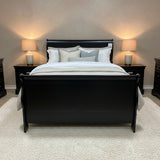 Queen Wood Sleigh Bed BEDS Black 62w92d47h