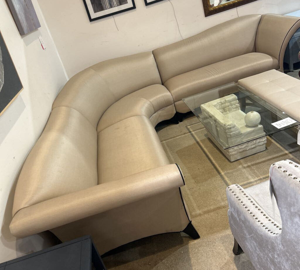 Art Deco Style Curved L-Shape SECTIONAL 124w124d33h