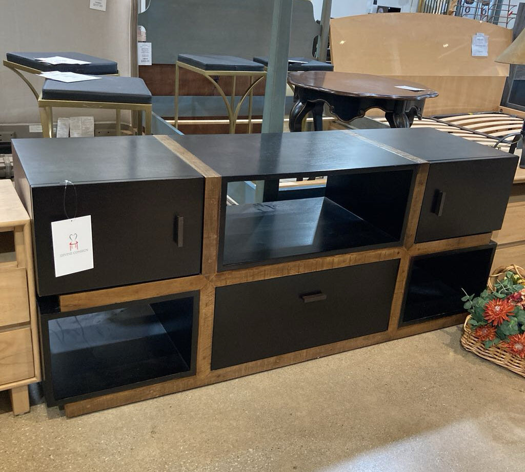 Diego Two-Tone MEDIA CONSOLE Black / Brown 68Wx19.5Dx28H