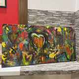 Original Graffiti Style Painting on Canvas Signed Zak ART WORK 48Wx24H