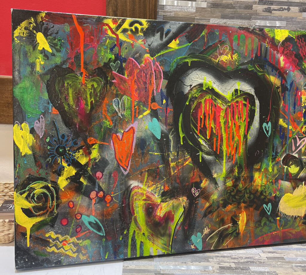Original Graffiti Style Painting on Canvas Signed Zak ART WORK 48Wx24H