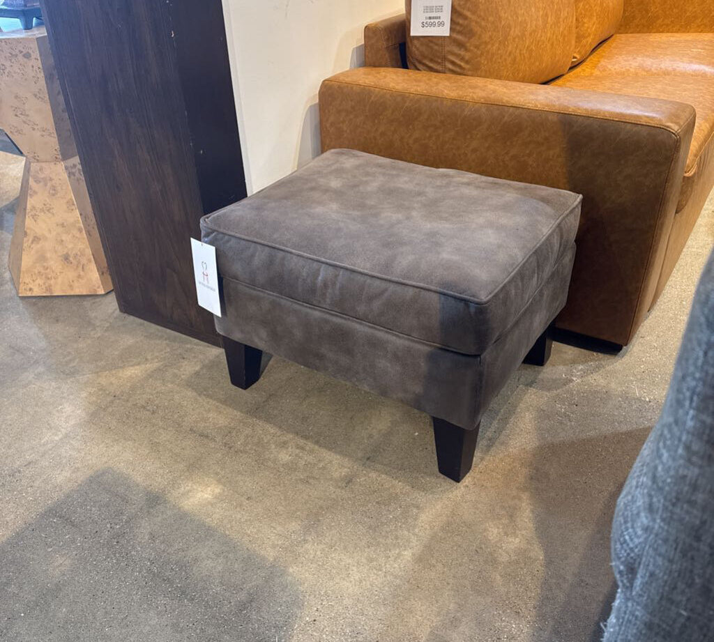 Traditional Suede Ottoman OTTOMANS Gray 25w21d17h