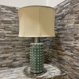 Mercury Style Nubby Glass Base w/ Linen Shade TABLE LAMP 17Wx30H