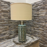Mercury Style Nubby Glass Base w/ Linen Hardback Shade TABLE LAMP 17Wx30H