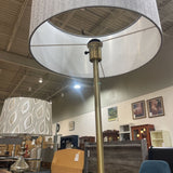 Two-Tone Brass Base w/ Slate Blue Drum Shade FLOOR LAMP 16Wx64H
