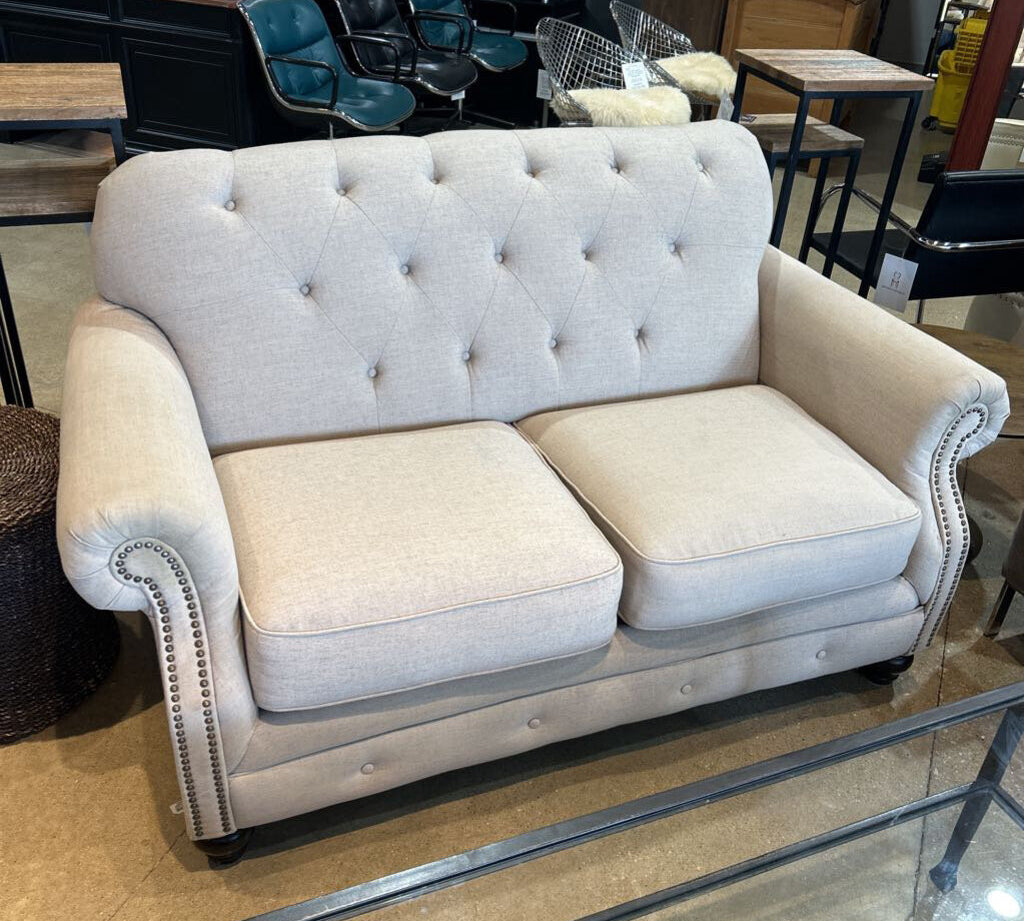 Kieran Traditional Roll-Arm LOVE SEAT Natural 66w38d36h