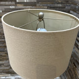 Ribbed Metal Base w/ Beige Drum Shade TABLE LAMP 14d30h
