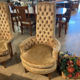 Vintage Hollywood Regency Highback Tufted Velvet CHAIR Almond 27Wx27Dx47H