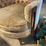 Vintage Hollywood Regency Highback Tufted Velvet CHAIR Almond 27Wx27Dx47H