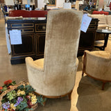 Vintage Hollywood Regency Highback Tufted Velvet CHAIR Almond 27Wx27Dx47H