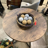 Round Wood Finish Style Top w/ Modern Metal Base DINING TABLE 35.5Wx30H