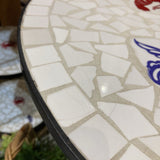 Coastal Sea Life Themed Tile Mosaic Top w/ Metal Base SIDE TABLE 22Wx27H