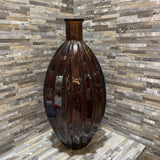 San Miguel Spain Oversized Ribbed Recycled Glass Vase ACCESSORIES Cognac 11Wx23H