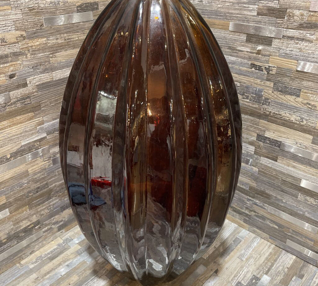 San Miguel Spain Oversized Ribbed Recycled Glass Vase ACCESSORIES Cognac 11Wx23H