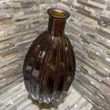 San Miguel Spain Oversized Ribbed Recycled Glass Vase ACCESSORIES Cognac 11Wx23H