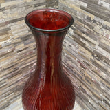 San Miguel Spain Oversized Recycled Ribbed Glass Vase ACCESSORIES Red 13Wx39.5H