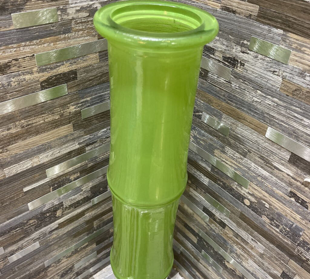 Vintage Spanish Bamboo Shaped Glass Vase ACCESSORIES Green