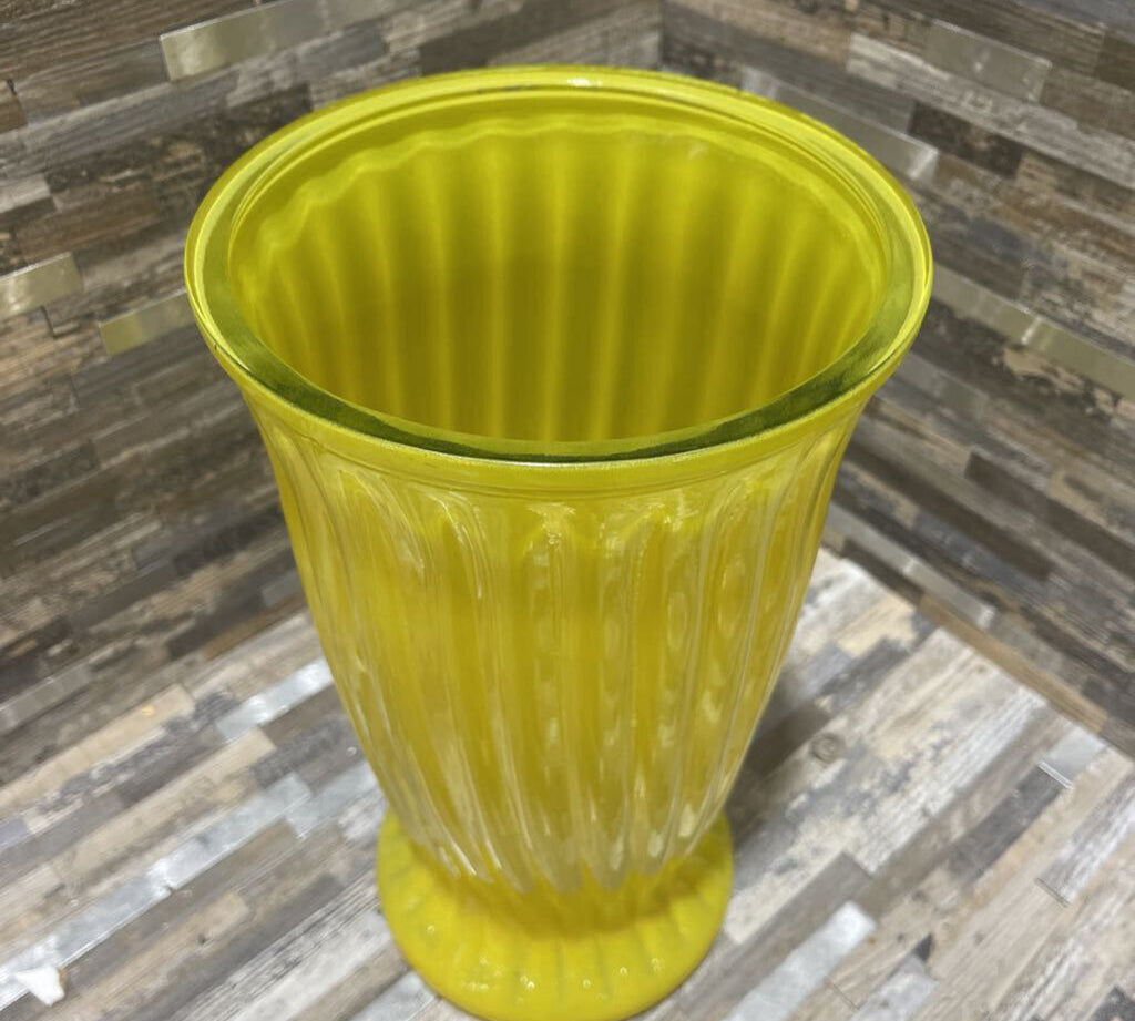 Wide Mouth Ripped Glass Vase ACCESSORIES Yellow 7Wx11.5H