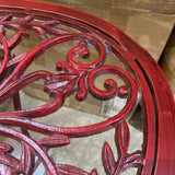 Oval Cast Iron Open Scroll Top SIDE TABLE Red 24Wx17Dx23