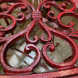 Oval Cast Iron Open Scroll Top SIDE TABLE Red 24Wx17Dx23