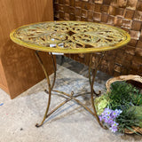 Oval Cast Iron Open Scroll Top SIDE TABLE Burnished Gold 24Wx17Dx23H