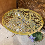 Oval Cast Iron Open Scroll Top SIDE TABLE Burnished Gold 24Wx17Dx23H