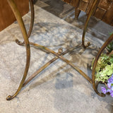 Oval Cast Iron Open Scroll Top SIDE TABLE Burnished Gold 24Wx17Dx23H